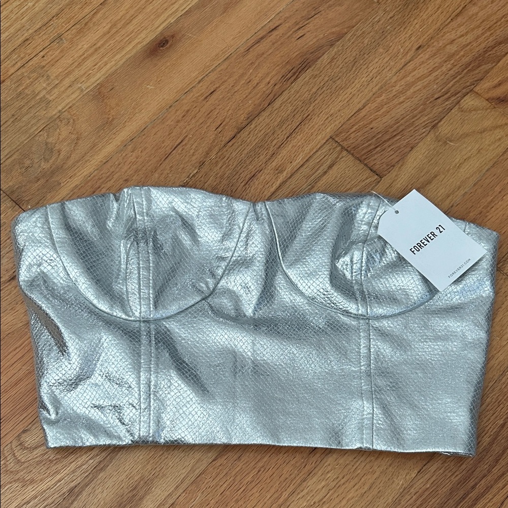 Forever 21 Shimmering Silver Bustier